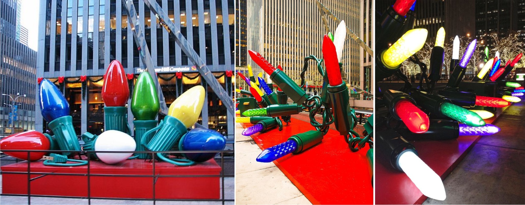 New Year's art objects made of foam and plastic 